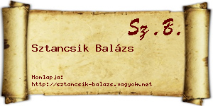 Sztancsik Balázs névjegykártya